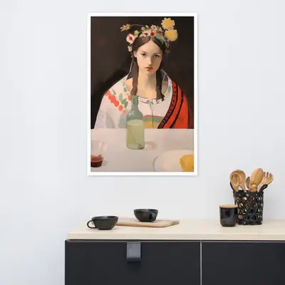 Graceful Reflection - Classic Floral Portrait Art