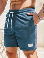 Men's Regular Fit Solid Corduroy Shorts, Casual Comfy Breathable Shorts for Summer, Men's Bottoms for Daily Wear