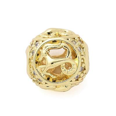 Brass Micro Pave Cubic Zirconia Beads