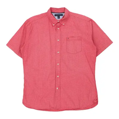 Tommy Hilfiger Checked Short Sleeve Shirt - Large Red Cotton