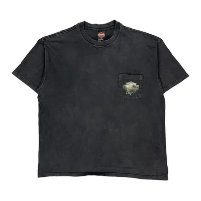 Harley Davidson Graphic T-Shirt - 2XL Black Cotton