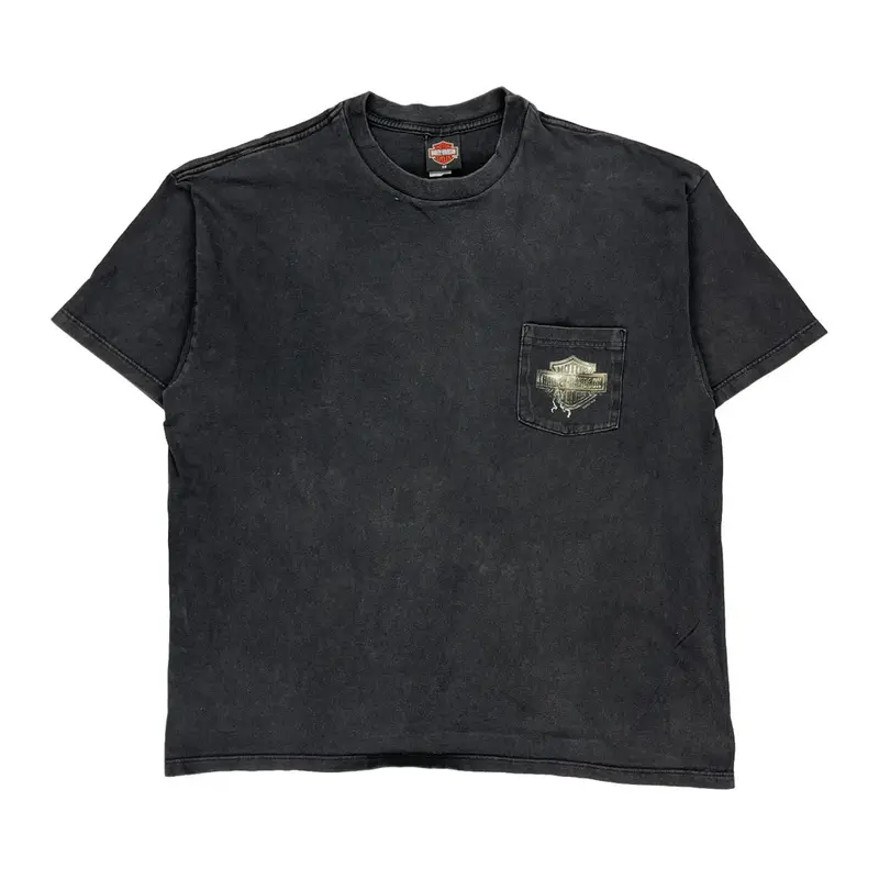 Harley Davidson Graphic T-Shirt - 2XL Black Cotton