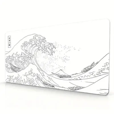 Creative Sea Wave Pattern Extended Mouse Pad, Rectangle Gaming Mouse Pad, Office Desk Keyboard Mat For Home Office Desk