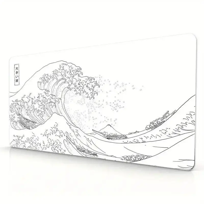 Creative Sea Wave Pattern Extended Mouse Pad, Rectangle Gaming Mouse Pad, Office Desk Keyboard Mat For Home Office Desk