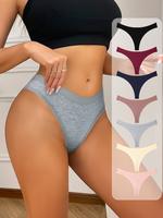 HOTCOM Latte Girl 7-Pack Women's Seamless Low-Rise Bikini Thongs – Ribbed Style Fit, Smooth Cotton Fabric, Breathable Quick...