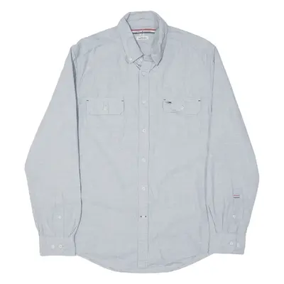 TOMMY HILFIGER Plain Shirt Blue Long Sleeve Mens L