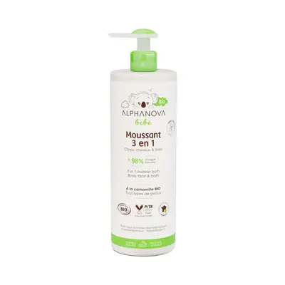 Alphanova Baby Foam 3 In 1 Body Hair And Bio Shower Gel 400ml