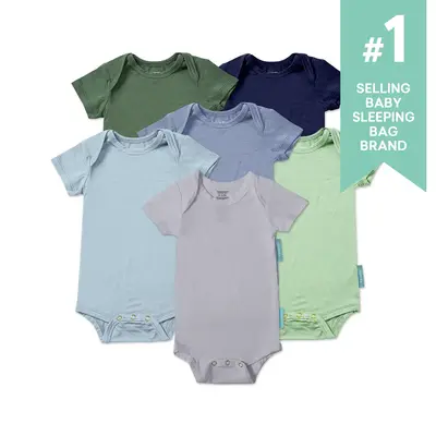PurComfy Baby Onesies 6-Pack Supersoft Bamboo Short Sleeve Bodysuits for Newborns & Toddlers 0-24M Eczema-Friendly Sleepwear ...