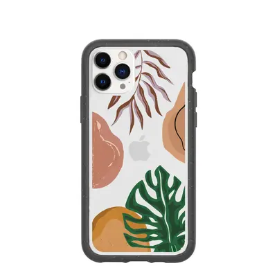 Clear Abstract Botanics iPhone 11 Pro Case With Black Ridge