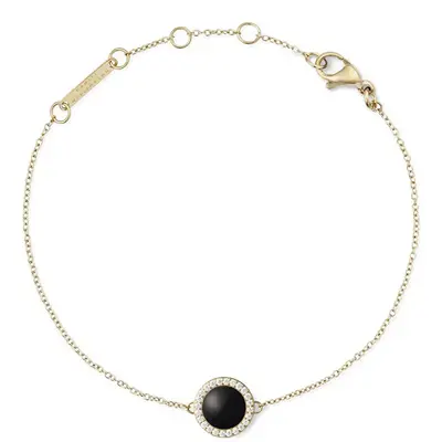 Daniel wellington Delicate gold plated bracelet with black agate and crystals DW00401426