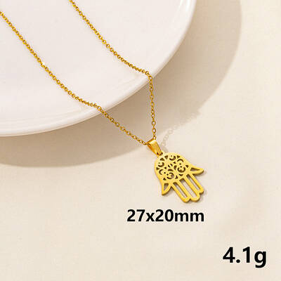 Stainless Steel Hamsa Hand Pendant Necklaces