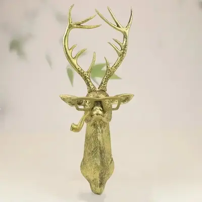 Animal Head Design Wall Hanging Decor, 1/5 Counts/set Vintage Resin Animal Head Wall Decor, Wall Hanging Ornament for Home Li...