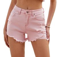 luvamia Jean Shorts for Women High Waisted Stretchy Distressed Denim Shorts Ripped Frayed Raw Hem Summer Casual Shorts