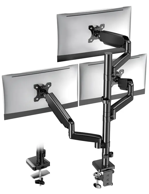 FORGING MOUNT Triple Monitor Mount, Articulating Adjustable 3 Monitor Desk Mount for 13-32inch Screens up to 17.6lbs Each, Ga...