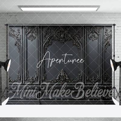European Style Exquisite Relief Black Wall Backdrop - Aperturee