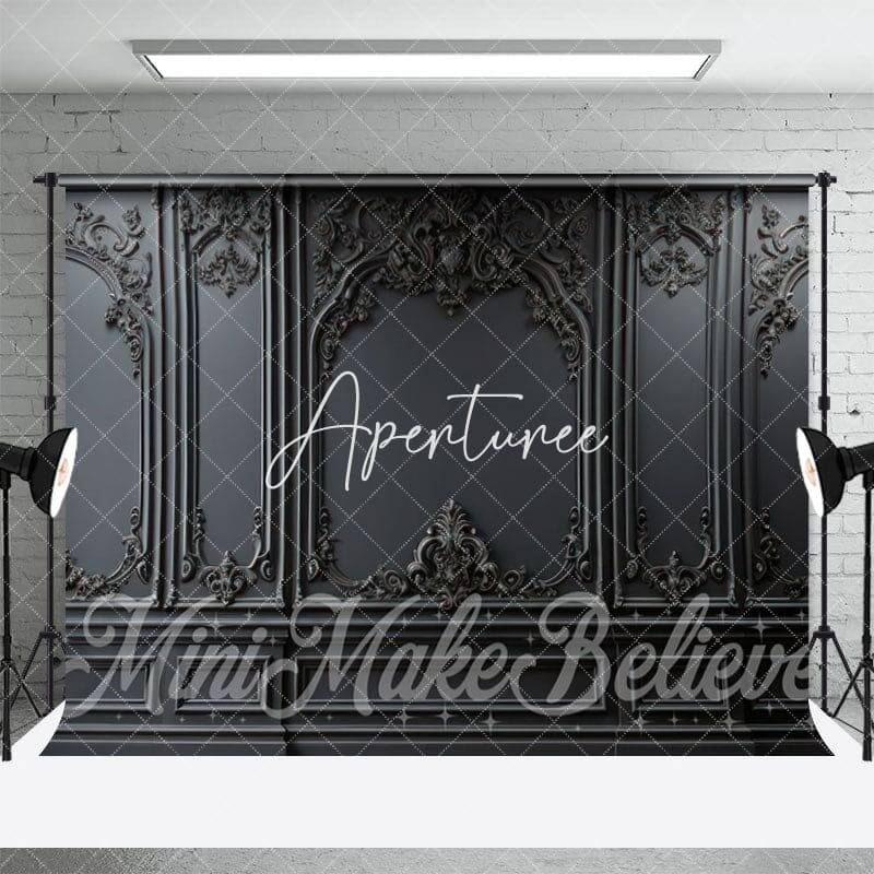 European Style Exquisite Relief Black Wall Backdrop - Aperturee