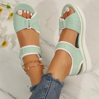 Women's Sandals Slip-On Toe Ring Platform Sandals With Buckle, Anti-Slip Wedge Heel Sandals Adjustable Summer Shoes
