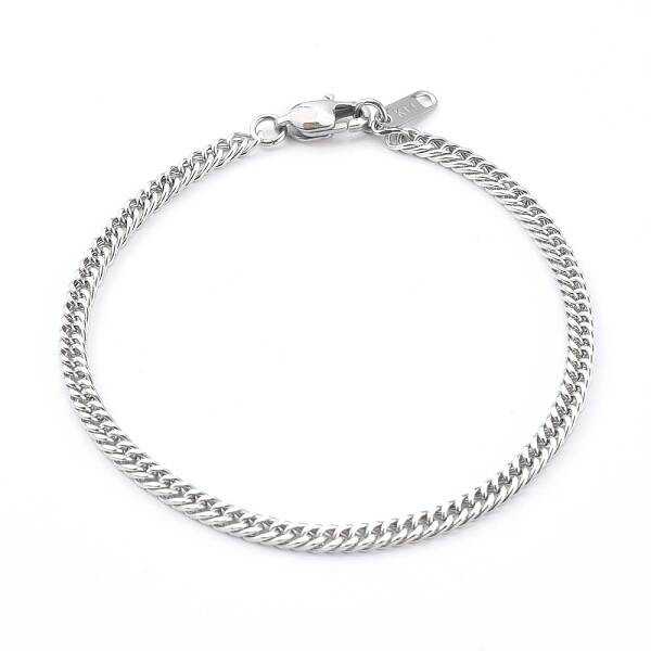 Tarnish Resistant Men's 304 Stainless Steel Diamond Cut Curb Chain Bracelets