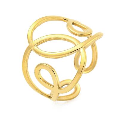304 Stainless Steel Hollow Irregular Wide Open Cuff Ring for Women