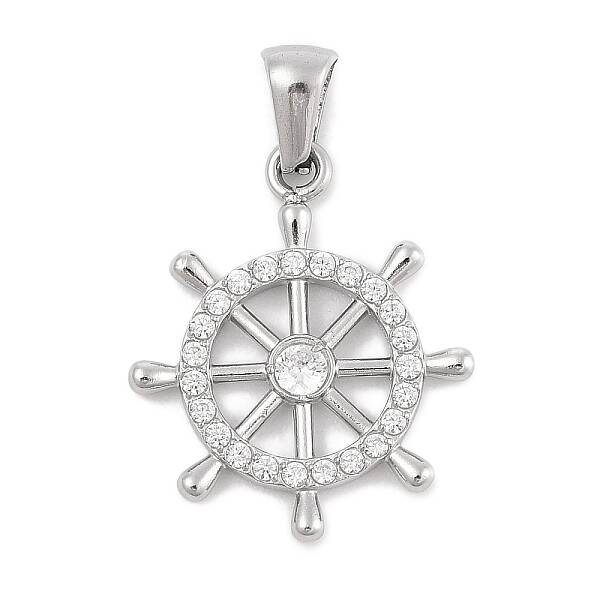 304 Stainless Steel Micro Pave Cubic Zirconia Pendants