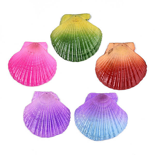 Spray Painted Natural Scallop Shell Big Pendants