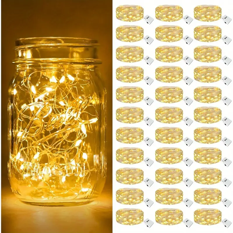 30-Pack LED Fairy Lights Battery Operated, Silver Wire, 20 LEDs, 6.5 Feet Twinkle Firefly Star & Moonlight String Lights for ...