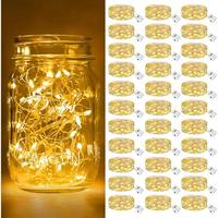 30-Pack LED Fairy Lights Battery Operated, Silver Wire, 20 LEDs, 6.5 Feet Twinkle Firefly Star & Moonlight String Lights for ...