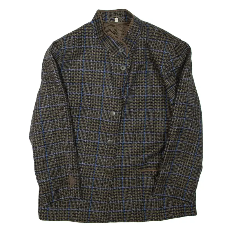 Womens Blazer Jacket Grey Wool Check L