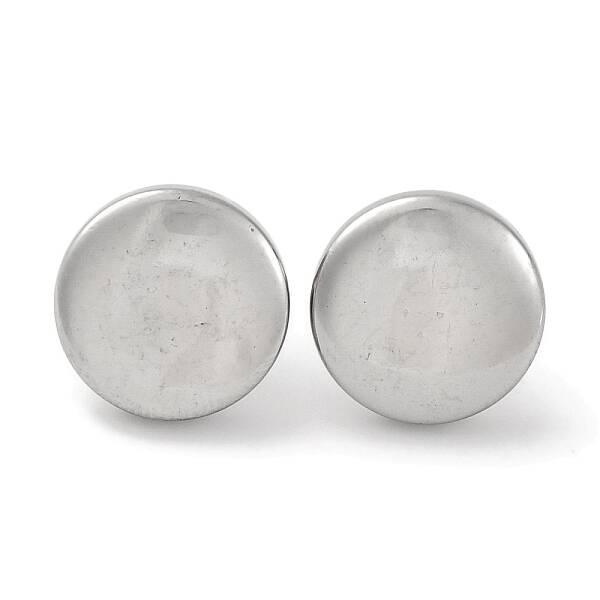 304 Stainless Steel Flat Round Stud Earrings