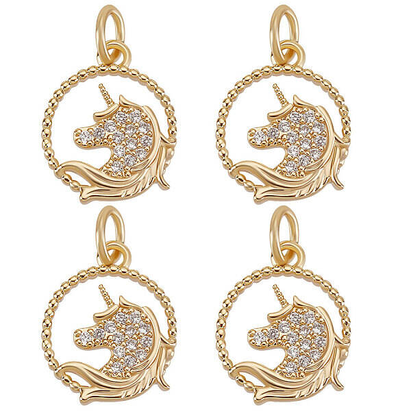 Brass Micro Pave Clear Cubic Zirconia Charms