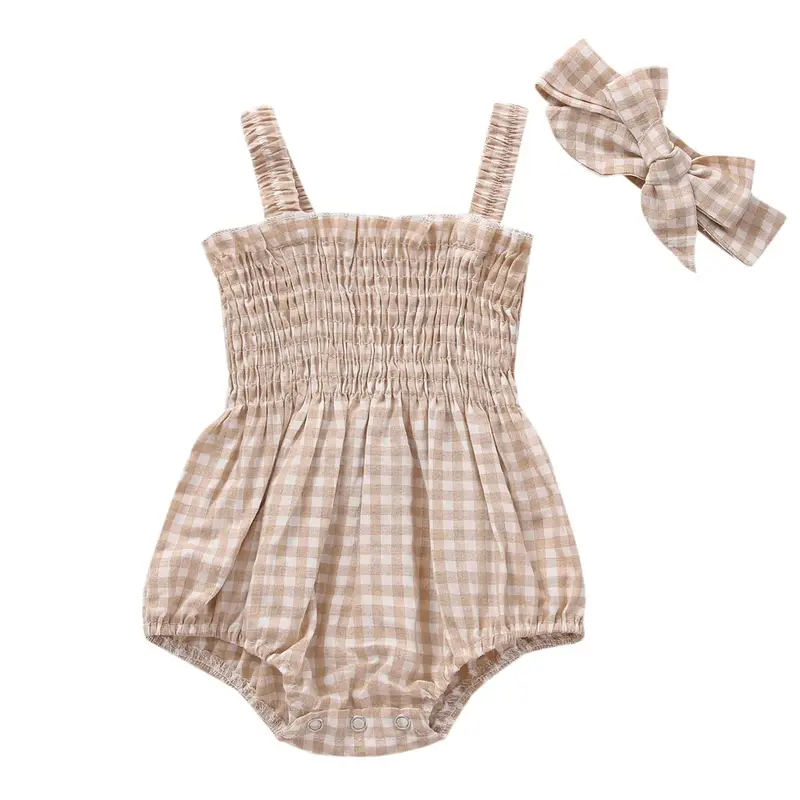 Baby Girls Summer Clothes Infant Sleeveless Frill Smocked Strap Bubble Romper Newborn Ruched Onesie Cute Top Toddler Bodysuit...