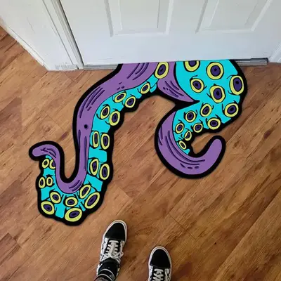 Octopus Tentacle Shaped Rug, 1 Count Creative Area Rugs for Living Room, Bedroom Decor Floor Carpet, Modern Irregular Decorat...