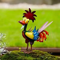 Metal-Rooster Outdoor Statue, Multi-color Animal Art Courtyard Decoration, Tabletop Ornaments Statue Decoration Crafts for Ou...