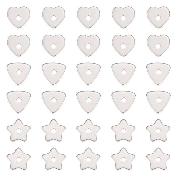 150Pcs 3 Style 304 Stainless Steel Beads