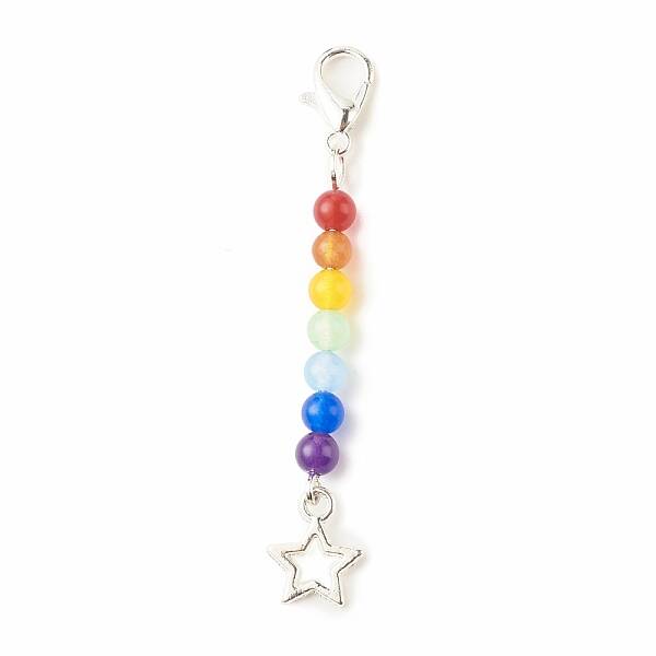 Chakra Theme Natural & Dyed Malaysia Jade Beaded Pendant Decorations