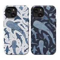 Monochrome Blue Watercolor Shark Ocean Phone Case | Rock Aesthetic Phone Cover for Phone 16 Pro Max 15 Plus 14, Samsung S25 |...