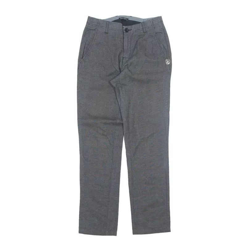 FRED MELLO Chino Check Trousers Black Slim Tapered Mens W26 L29