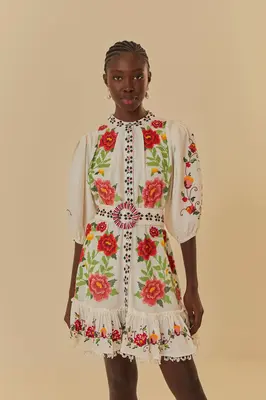 Dress Embroidered Car 318237 Carmina-Floral-Off-W | Color: CARMINA FLORAL OFF W | Size: M