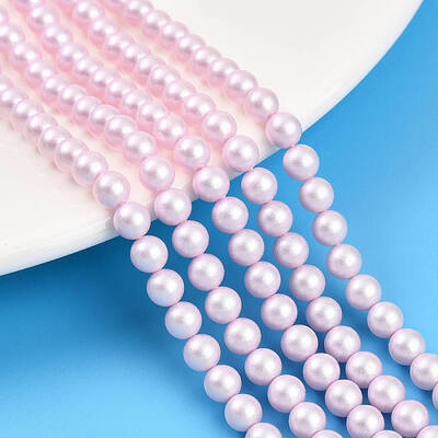 Baking Painted Pearlized Glass Pearl Bead Strands