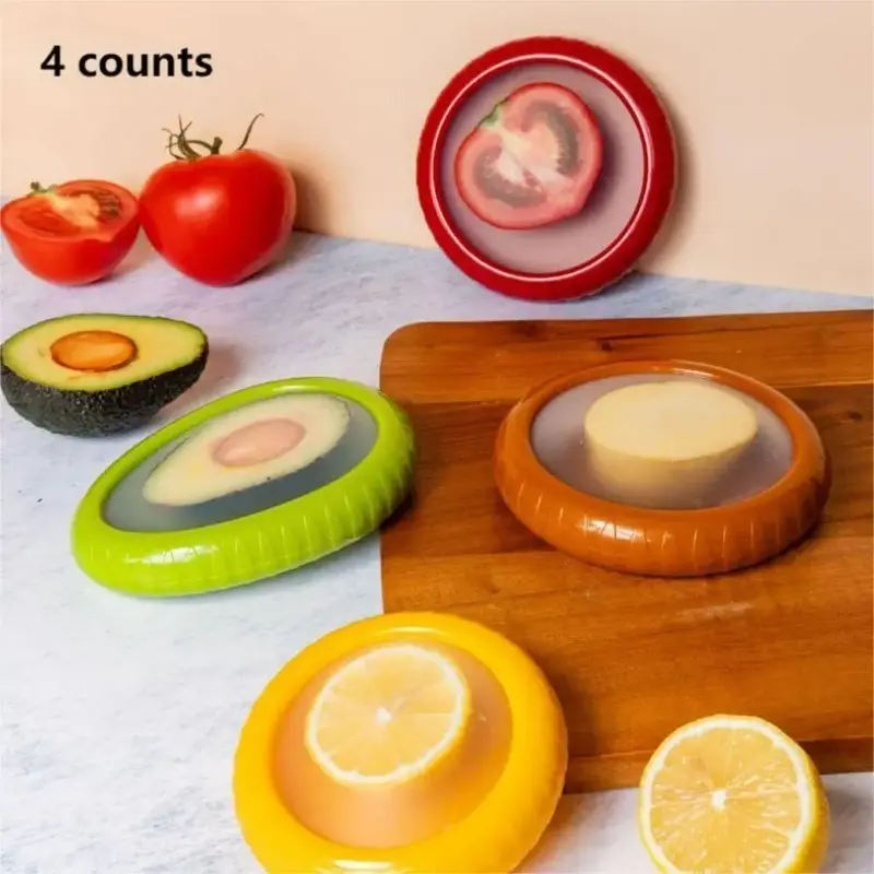Silicone Food Storage Box, 4 Counts/set Cute Modern Fruit Preserving Box, Sealed Food Storage Box for Freezer, Food Storage...