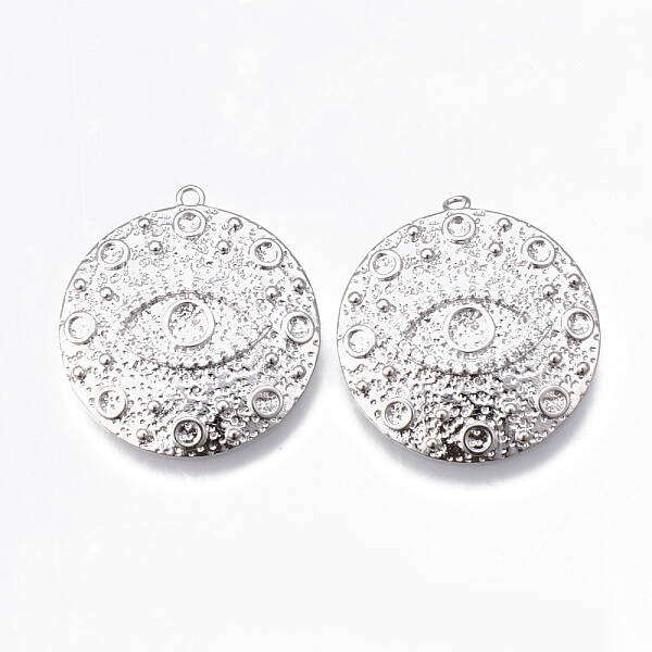 Brass Micro Pave Clear Cubic Zirconia Pendants