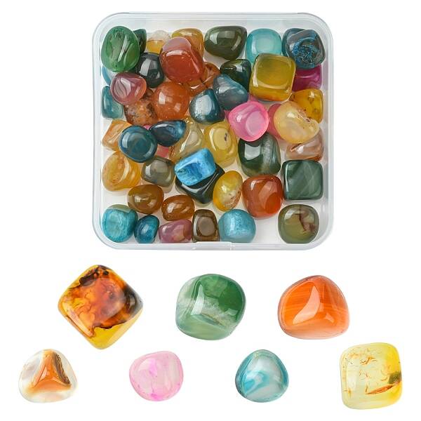 50Pcs Natural Striped Agate/Banded Agate Beads