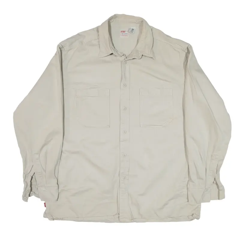 LEVI'S Plain Shirt Beige Long Sleeve Mens 2XL