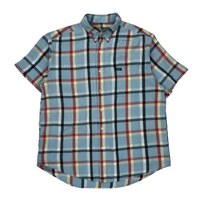 Chaps Ralph Lauren Checked Short Sleeve Shirt - Large Blue Cotton