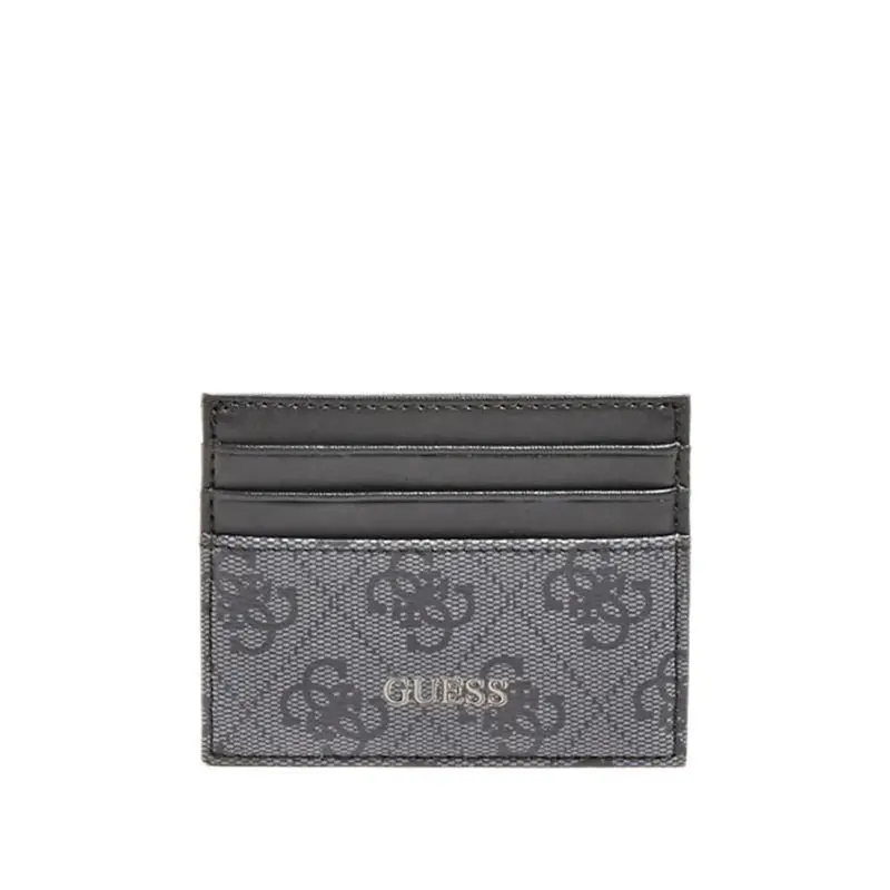 Guess, Vezzola, black leather credit card holder for men