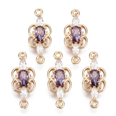 Brass Micro Pave Cubic Zirconia Links Connectors