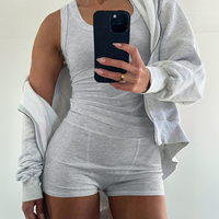 ChicMe Women's Plus 2PCS Micro-Ribbed U-Neck Tank Top & Boxer Set Cozy Loungewear