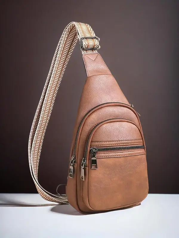 Women's Fashionable Solid Color Crossbody Bag for Summer, Casual Multi-pocket Fanny Affordable Luxury Bag for Daily Use, Belt...