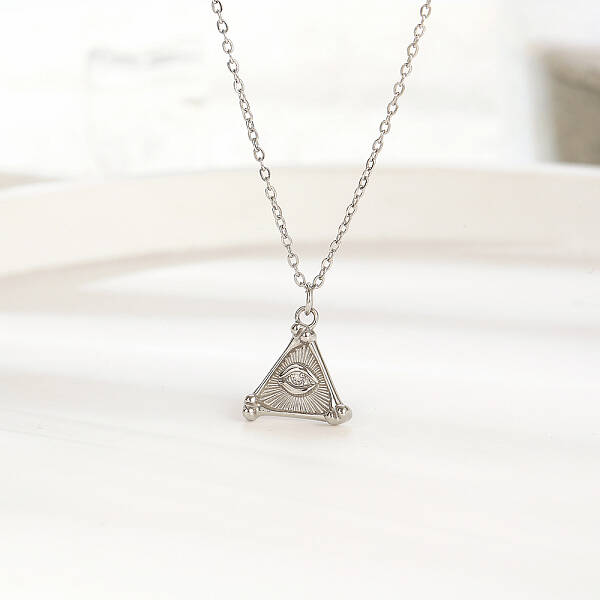 Elegant Stainless Steel Triangle Pendant Necklace for Women's Daily Wear