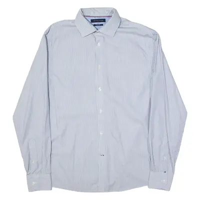 TOMMY HILFIGER Shirt Blue Pinstripe Long Sleeve Mens M